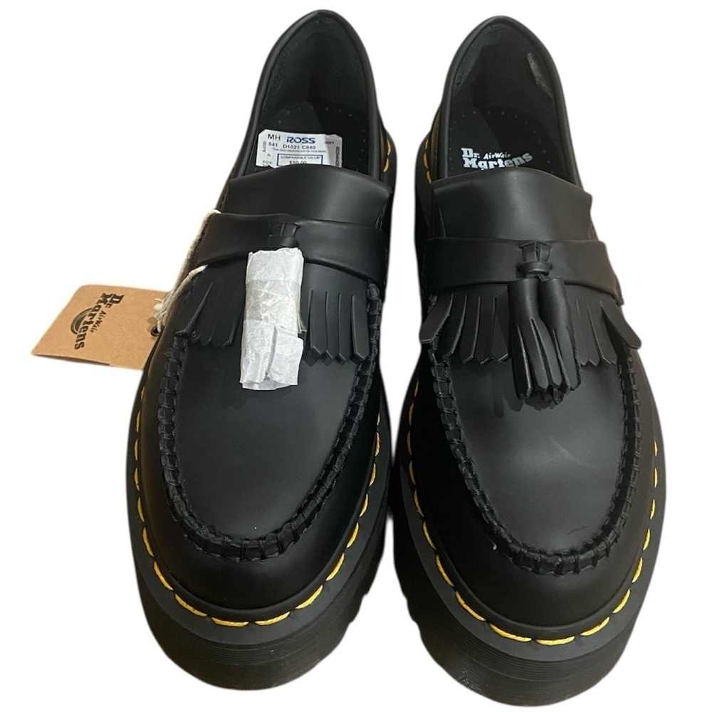 Dr Martens Adrian Tassel Platform Loafers Black Leather Size 7